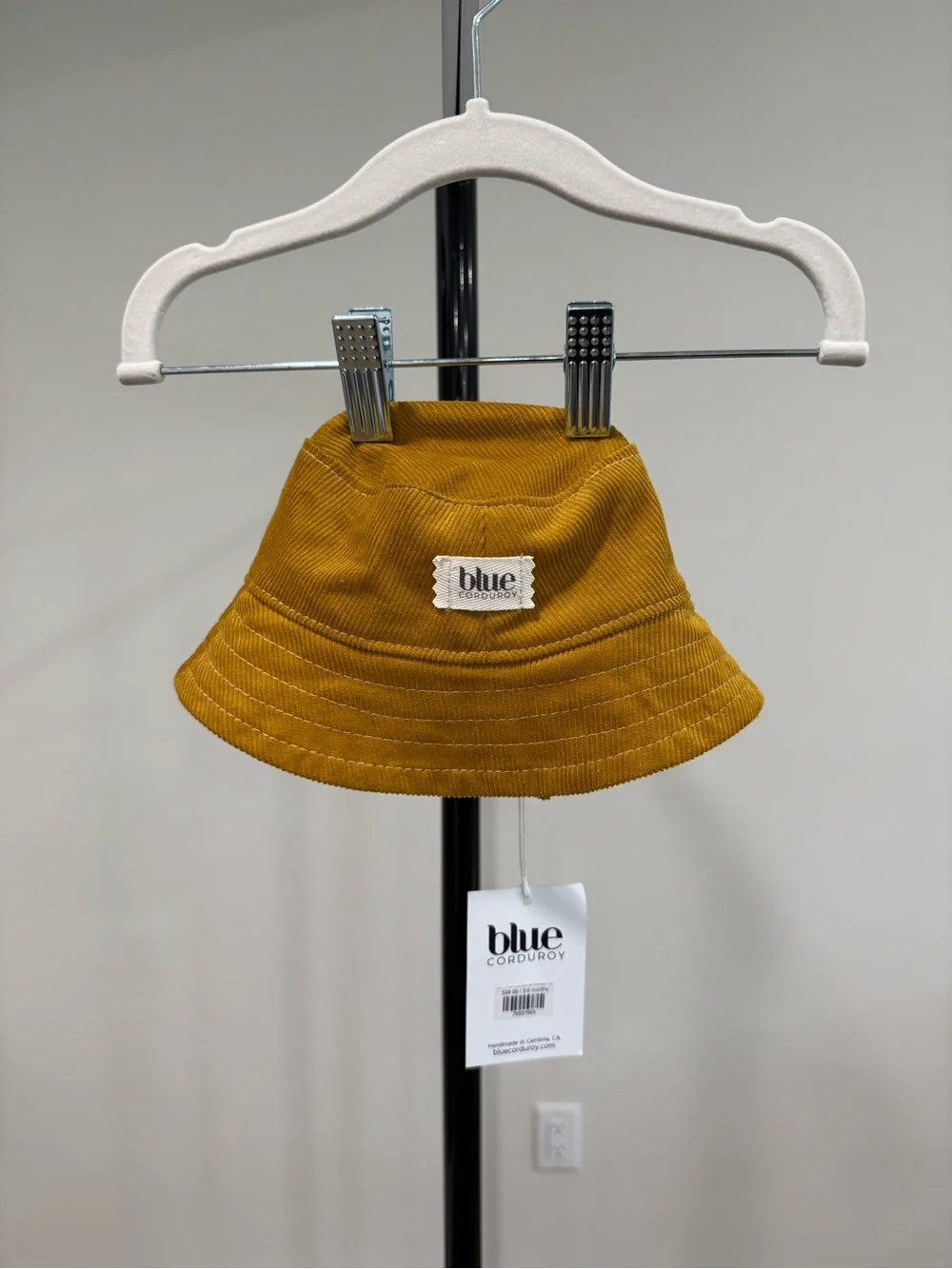 NWT Blue Corduroy Infant Bucket Hat Mustard Yellow/Gold, Size 3-6 Months